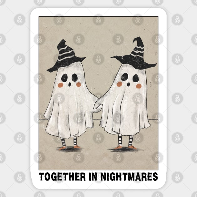 Together In Nightmares Funny Witch Ghosts Halloween Sticker by The WYLD Tribe